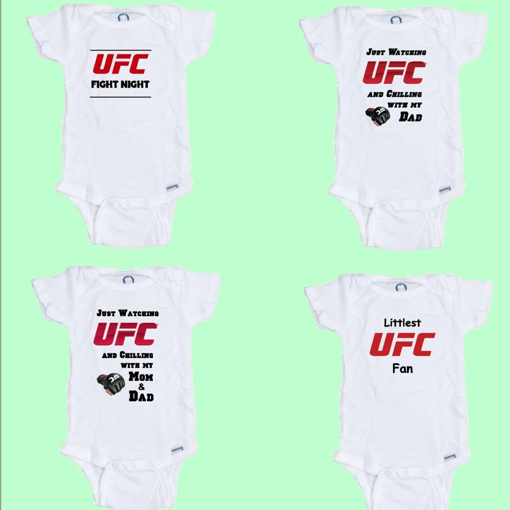 UFC Custom Printed Onesie 4 Pack Great for a Shower Gift